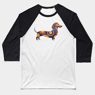 Dachshund Boho Sunflower Pattern Baseball T-Shirt